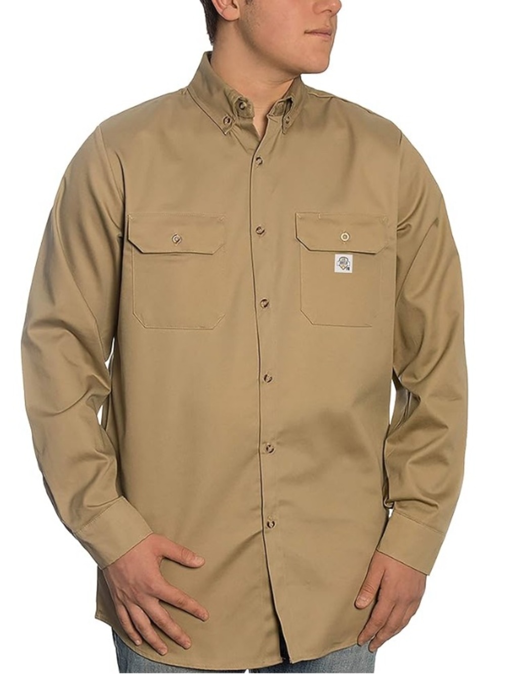 UR SHIELD FR Men’s Khaki Working Shirt Long Sleeves Size Medium